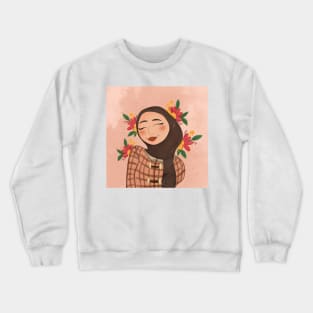 Flower girl in brown hijab Crewneck Sweatshirt